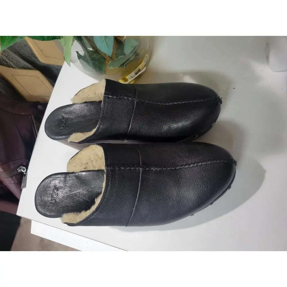 UGG SHEARLING LINED UGG Kassi Clogs Leather Shearling 9 40 Heeled shoes - Picture 4 of 10